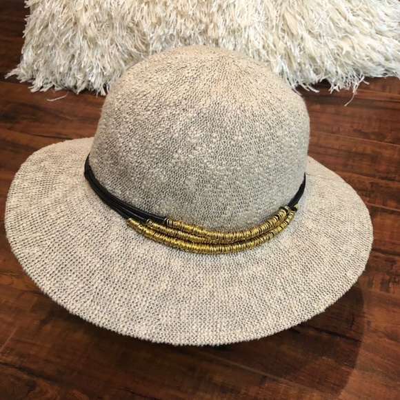 Vintage BoHo Chic Med Brim Brass Floppy Hat main image 5